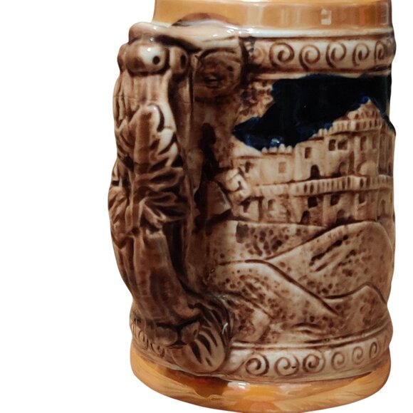 Vintage Luxembourg German-Style Beer Stein Ceramic Souvenir Mug Ornate Handle - Picture 3 of 7